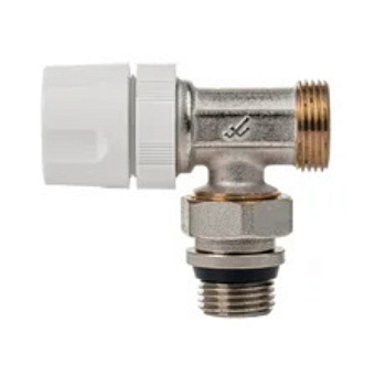 Válvula de radiador bitubo escuadra Waft racor 1/2"x3/4" eurocono termostatizable simple reglaje niquelado