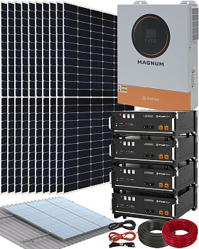 Kit Placas Solares Fotovoltaica Aislada 11kW Magnum con 20kWh Litio y 30kWhdia