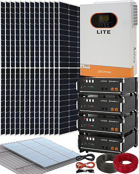 Kit Solar Aislada para Instalación Placas Solares en Vivienda Permanente 5500W 48V con 4 baterías de litio