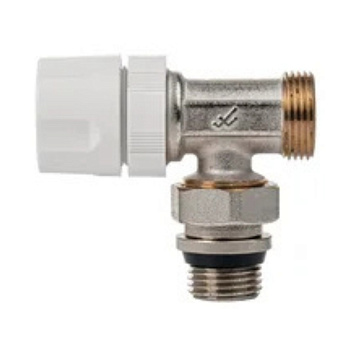 Válvula de radiador bitubo escuadra Waft racor 1/2"x3/4" eurocono termostatizable simple reglaje niquelado